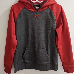 Under Armour red and carbon loose fit hoodie